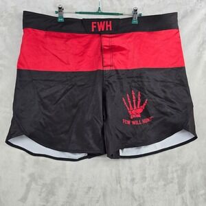 Few Will Hunt FWH MMA Fight Shorts Mens‎ 4XL Red Black Skeleton Hand Training